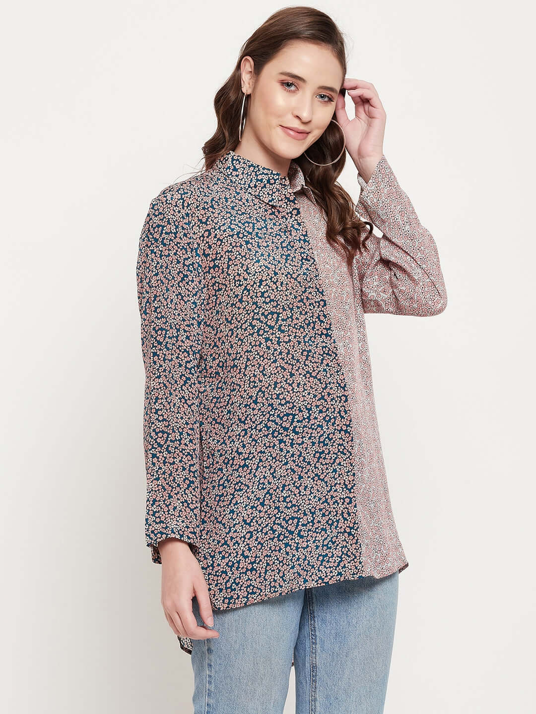 FLORAL PRINTED CHIFFON RAYON SHIRT
