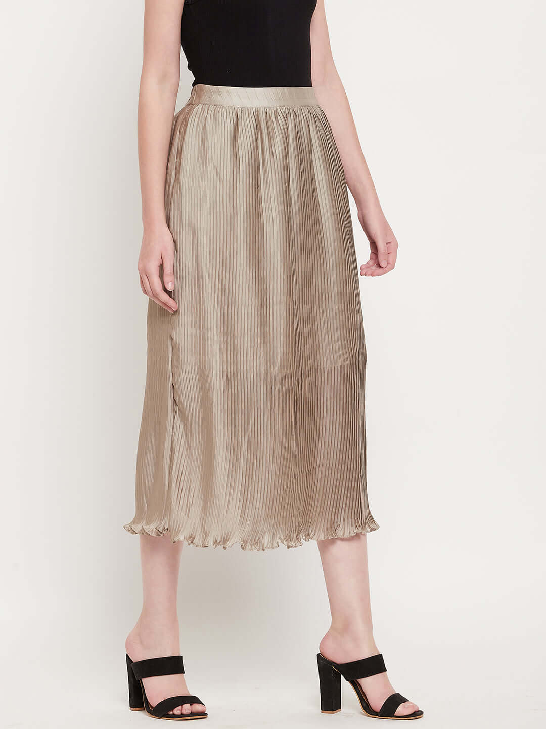 Solid Brown Silk Skirt
