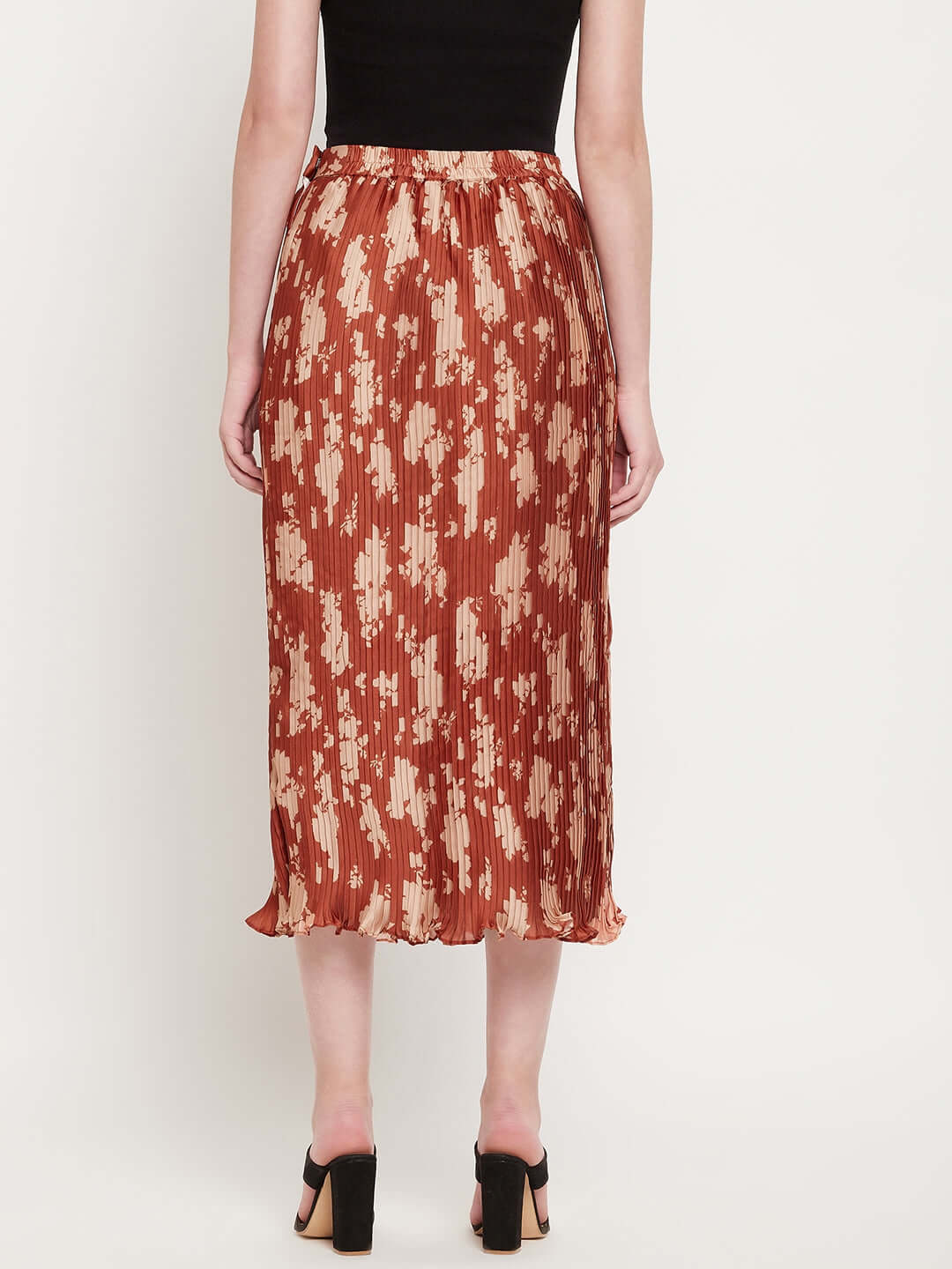 Women Pleated Satin Silk Skirt