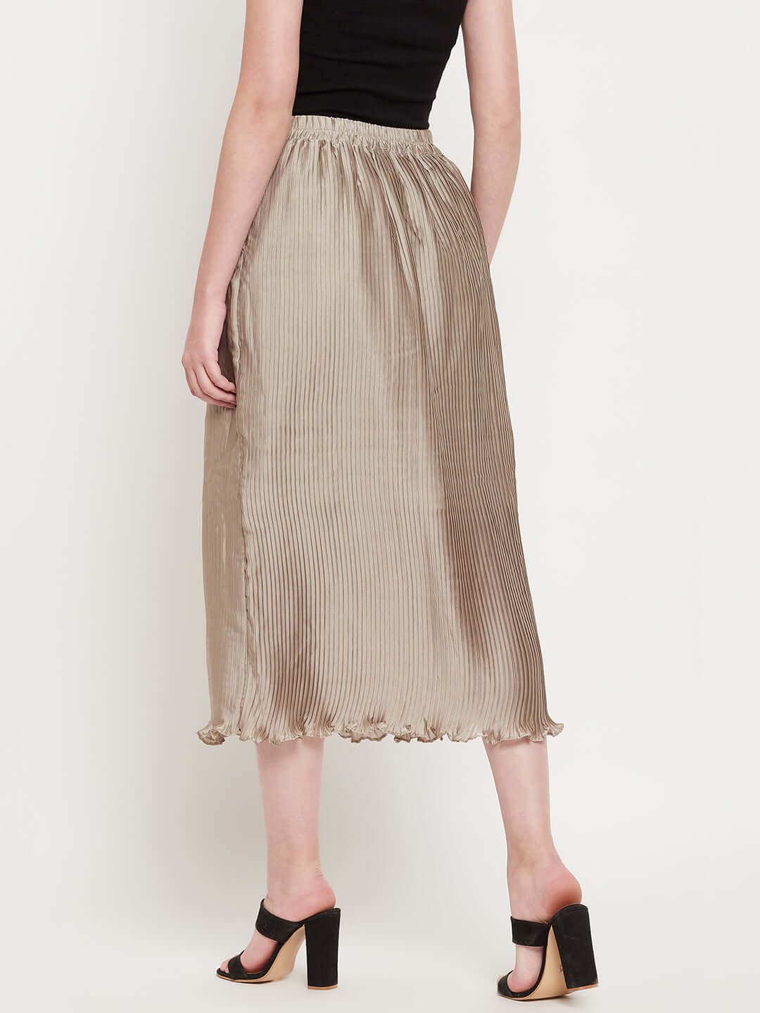 Solid Brown Silk Skirt