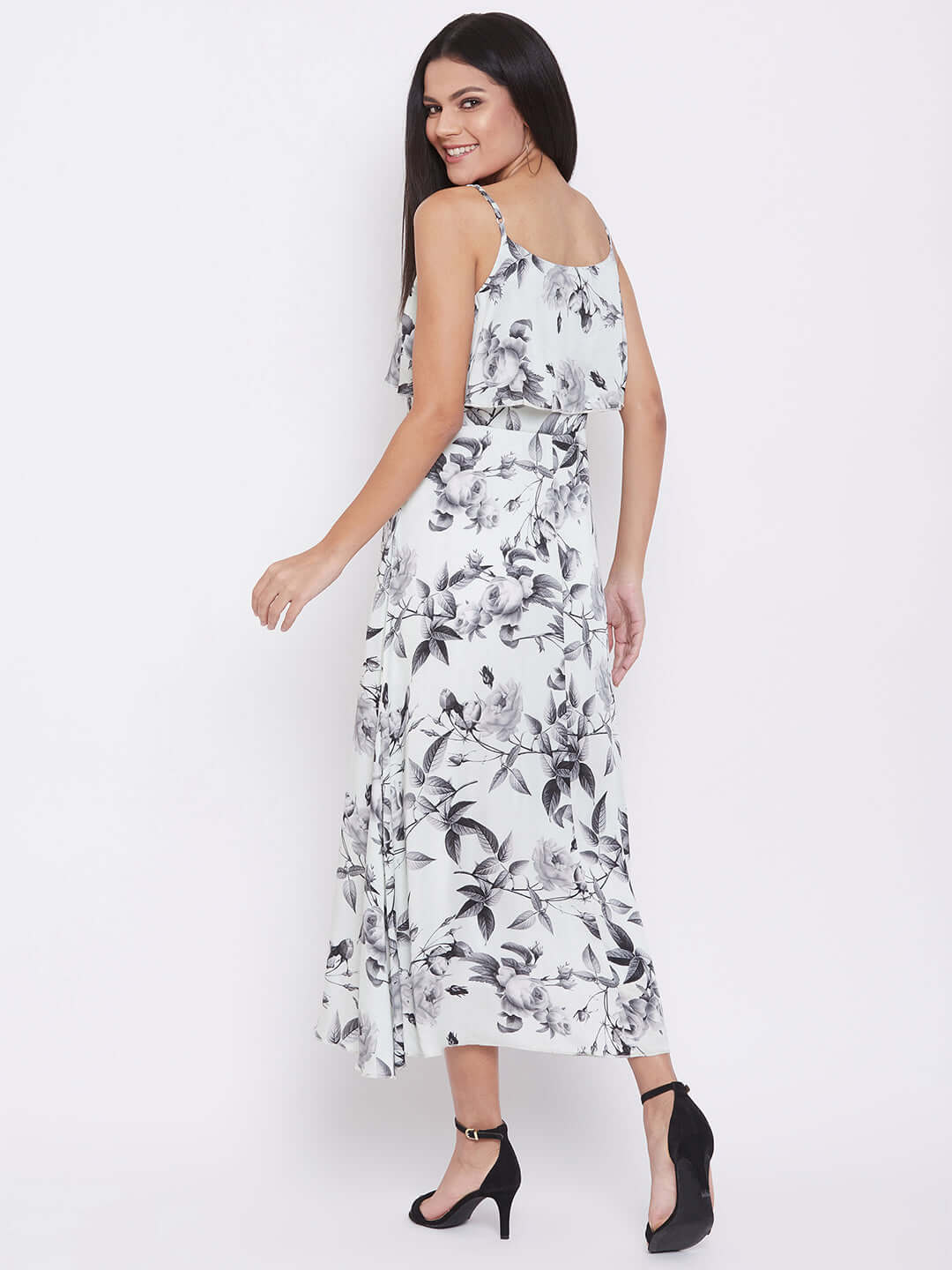 Ruffled Strappy Midi Dress