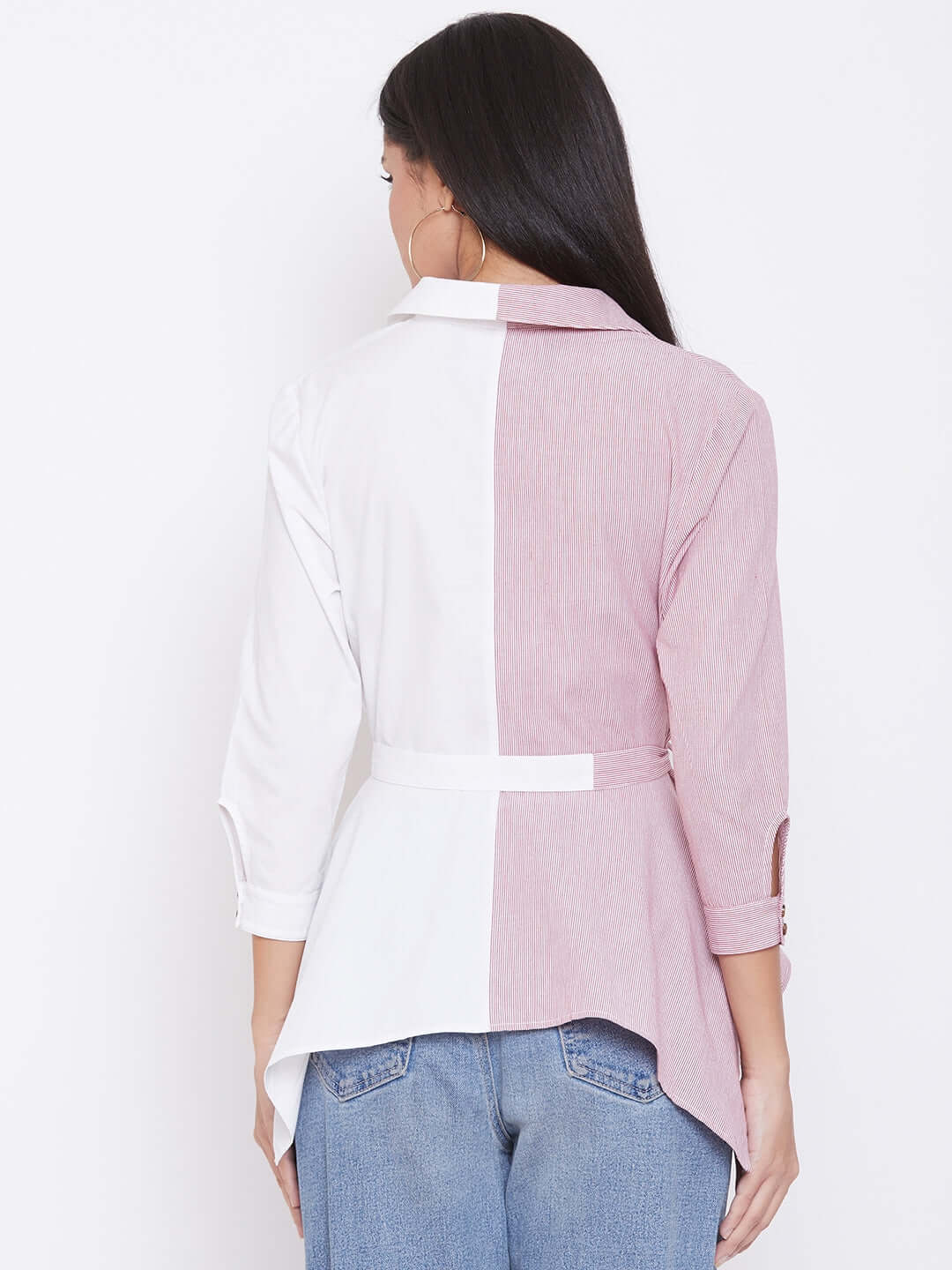 Striped Wrap Top with Tie-Up