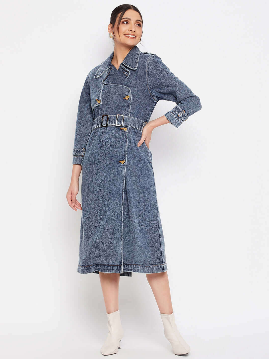 DENIM TRENCH COAT 