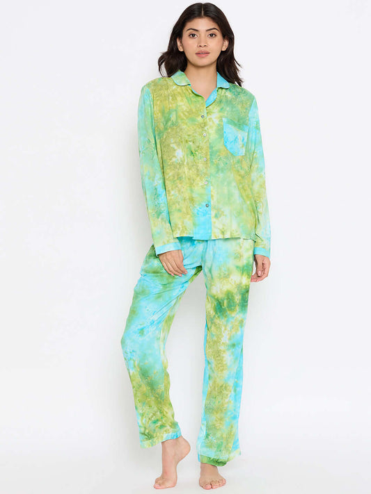 Tie Dye Printed Night suit Set for Women