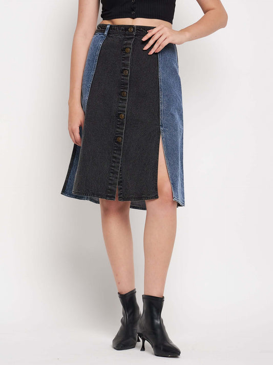 Denim Two Tone Skirt - Antimony