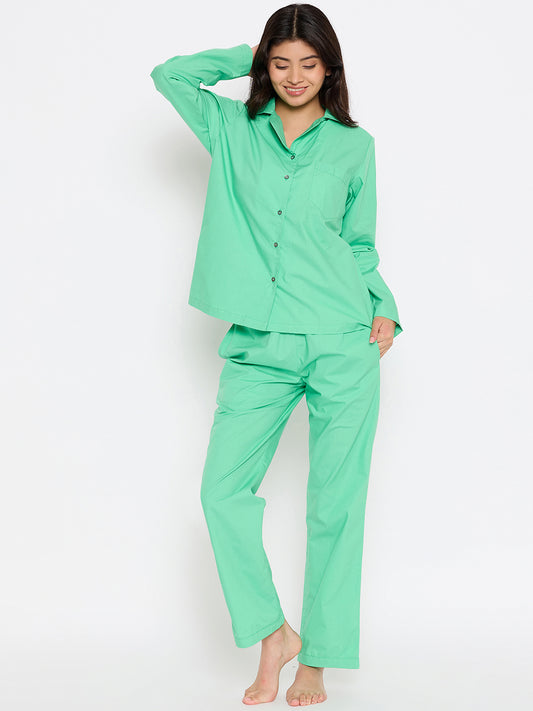 Solid Green Night Suit