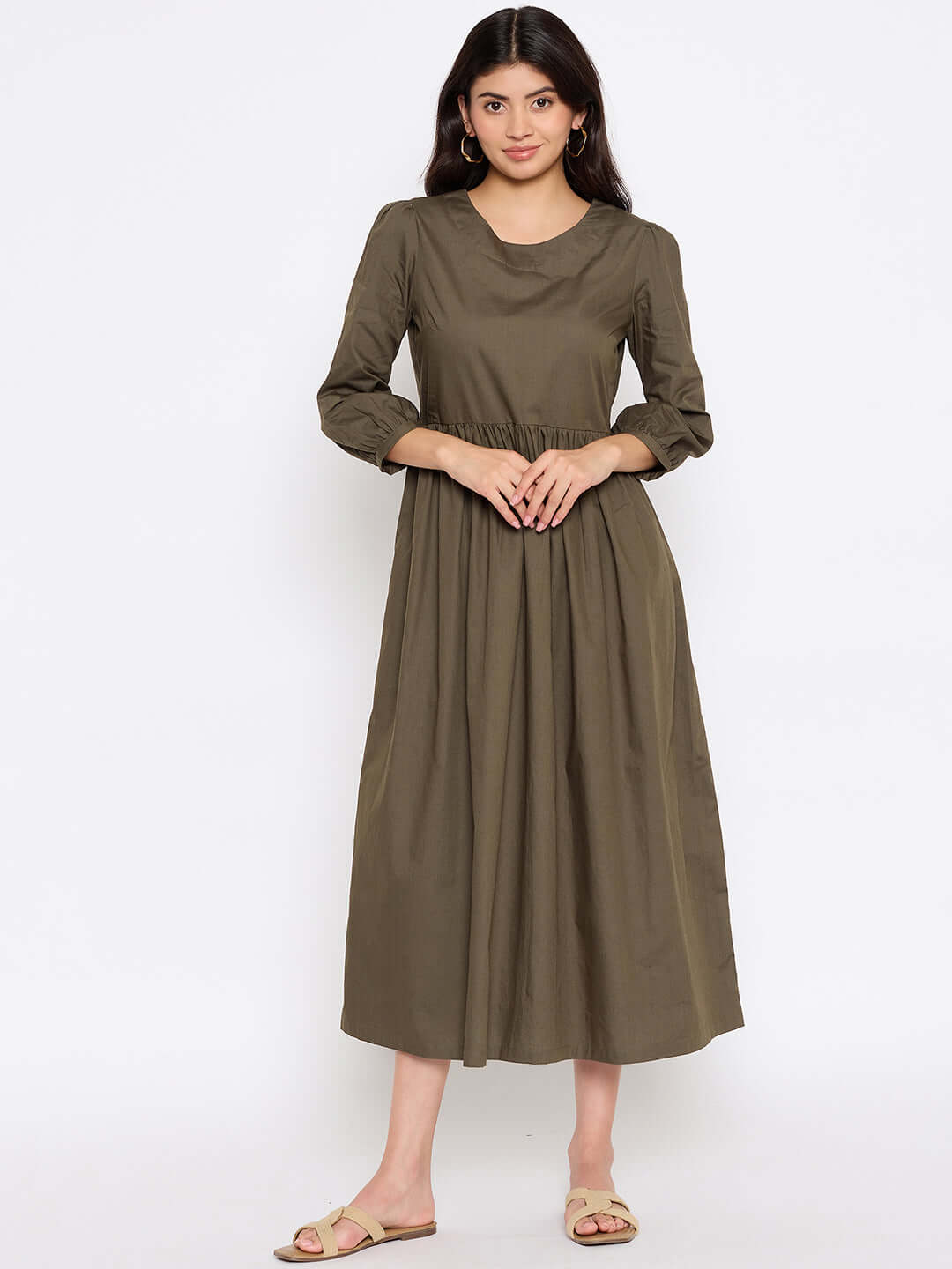 Olive Green Midi Dress