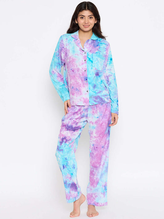 Tie Dye Printed Night suit Set for Women