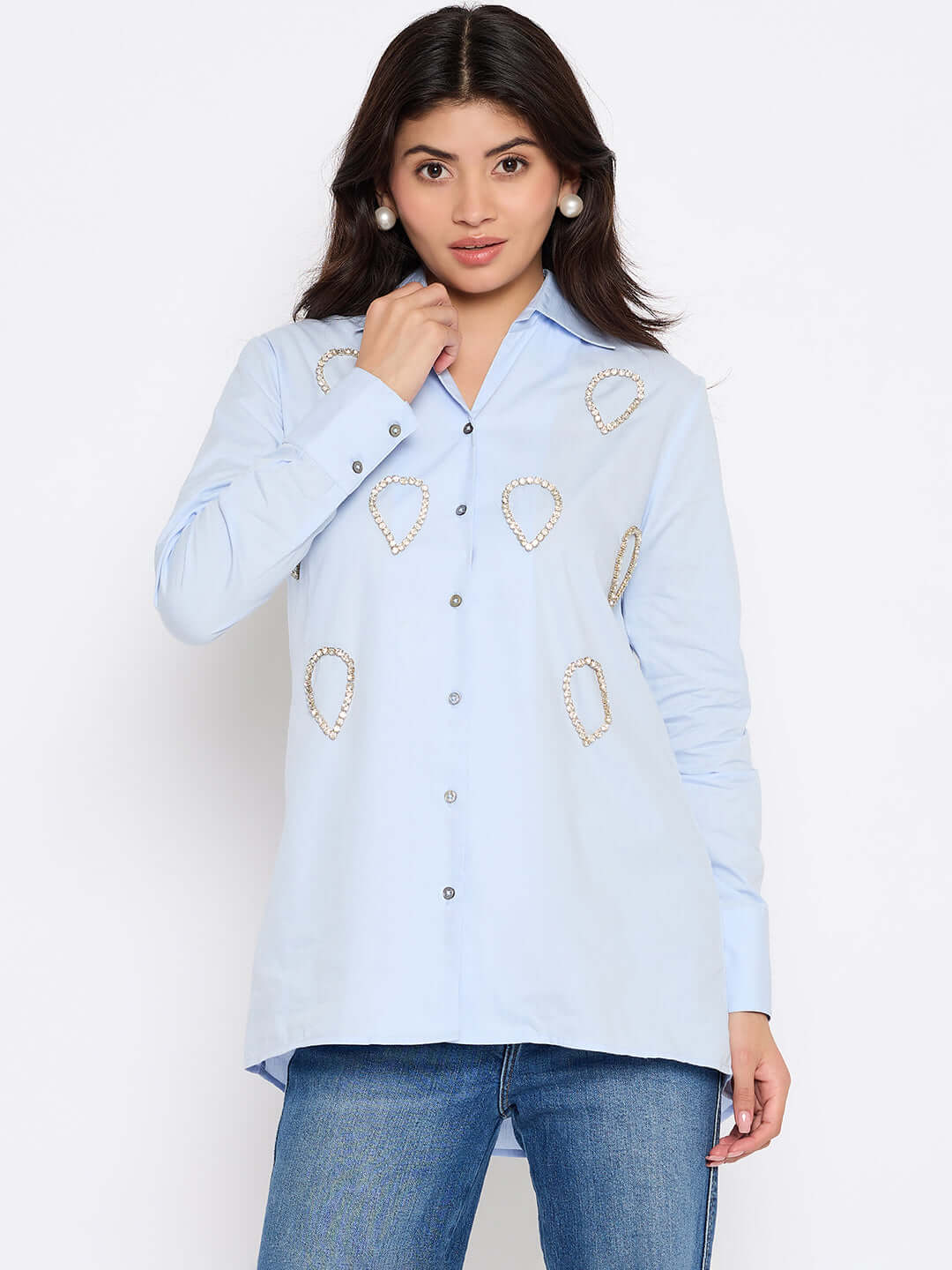 Long Sleeve Shirt with Handmade Embroidery