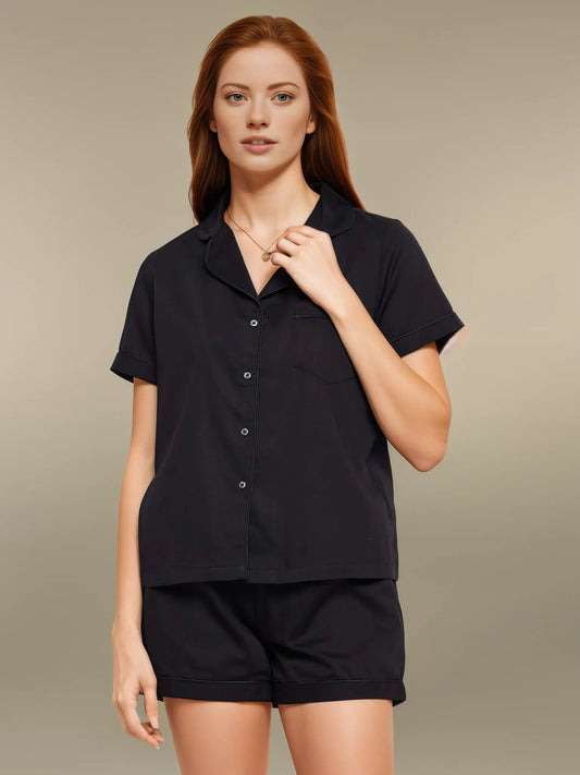 PLAIN BLACK NIGHT SUIT - Antimony