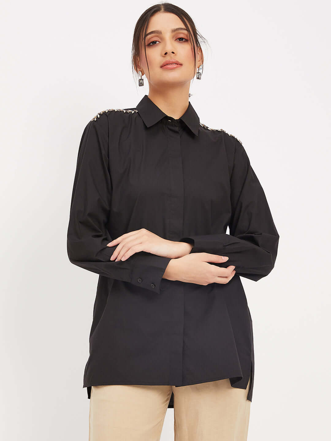 Women Formal Regular fit Stylish with Shoulder Embroidery Work Design