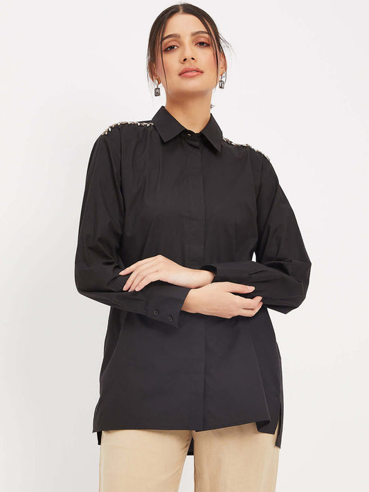 Women Formal Regular fit Stylish with Shoulder Embroidery Work Design