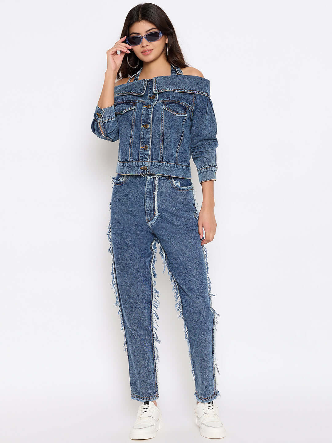 Inverted Cutout Denim Jacket