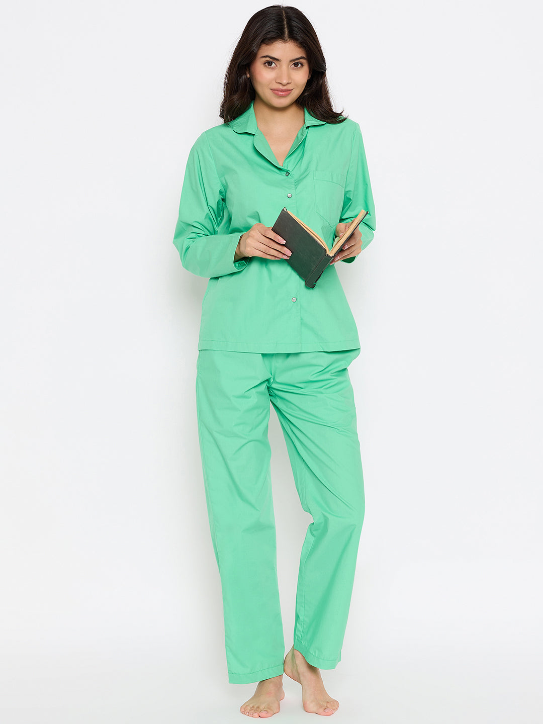 Solid Green Night Suit