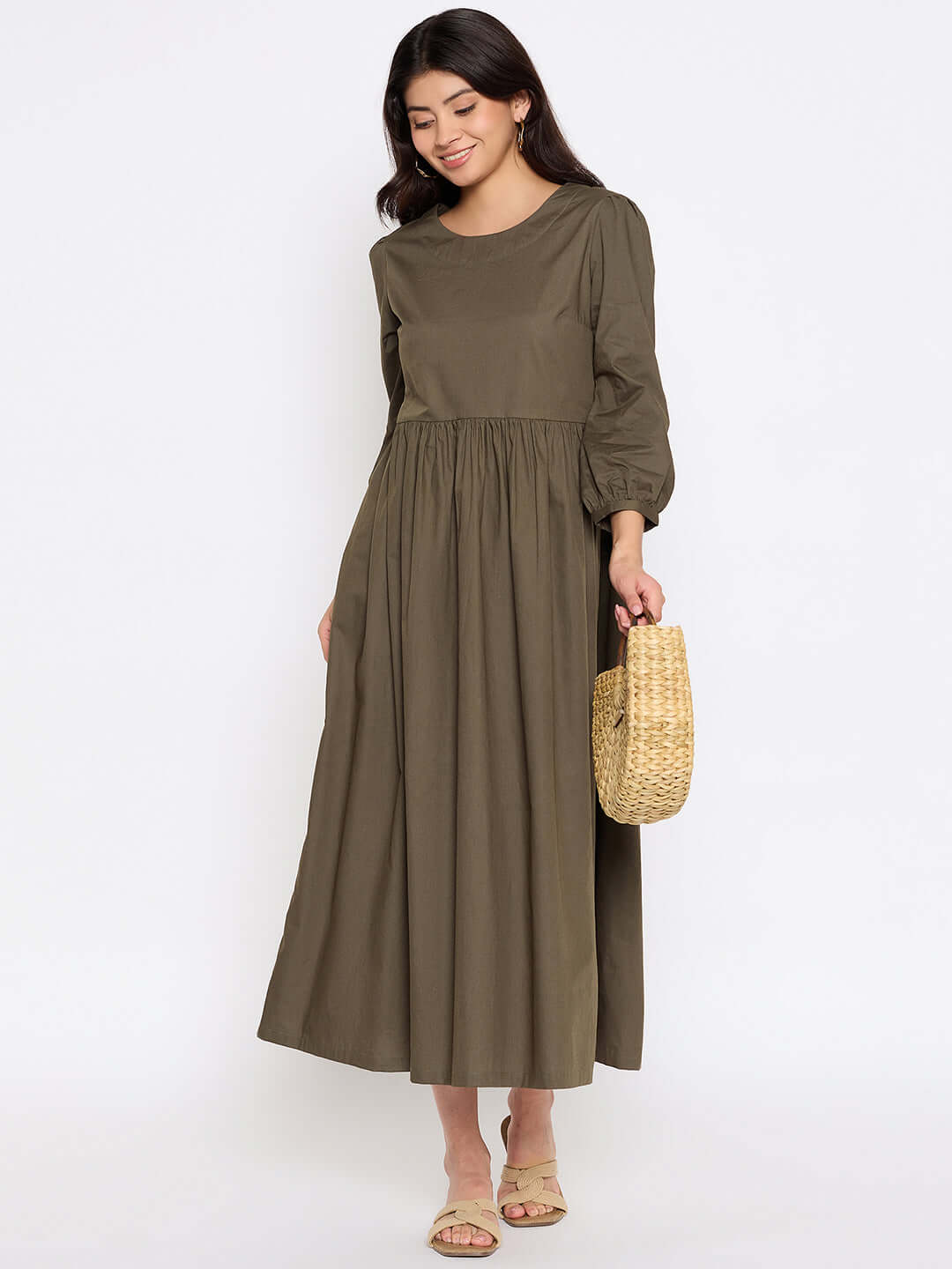 Olive Green Midi Dress