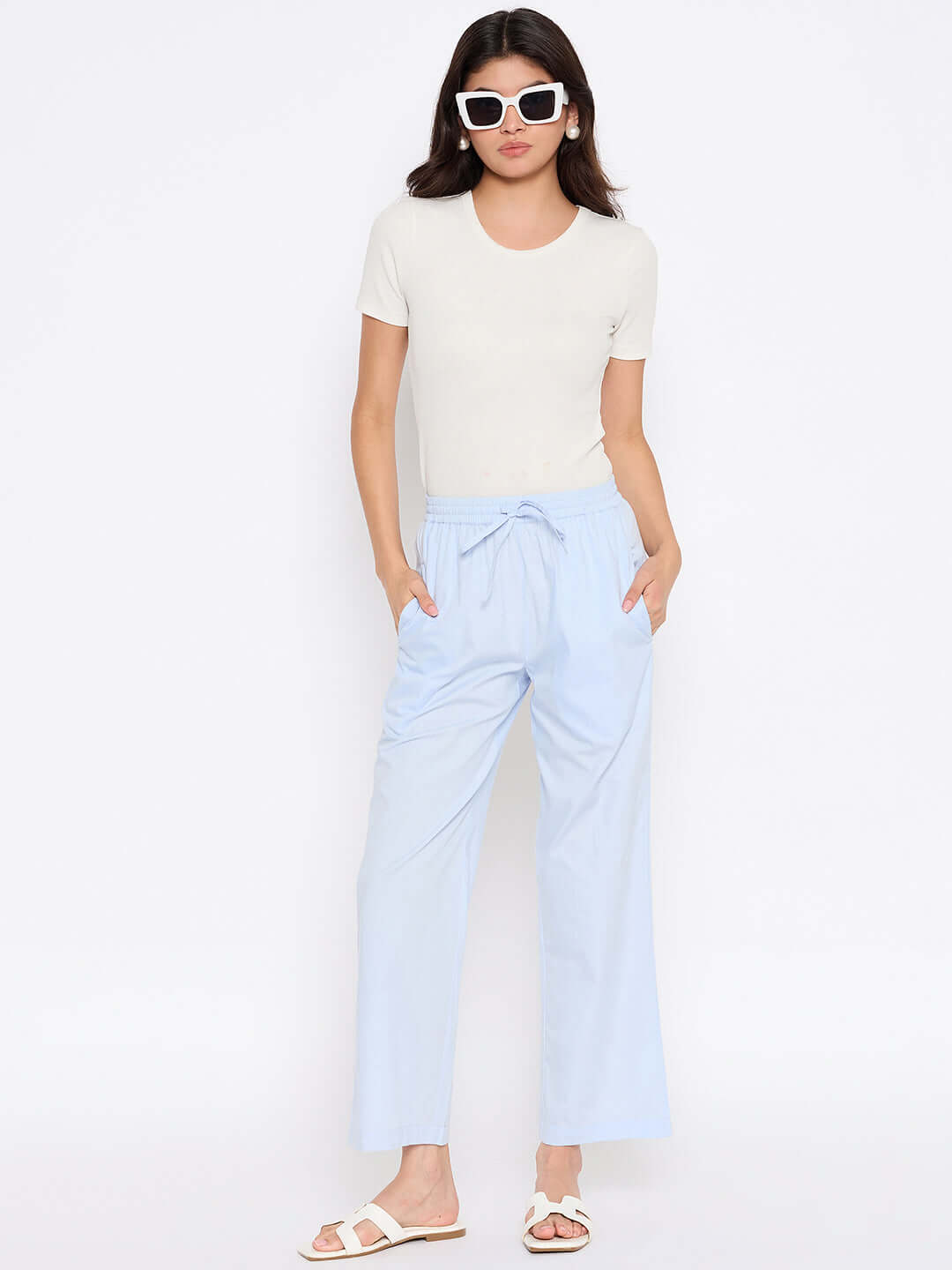 Women Straight-Fit Pant (Blue)