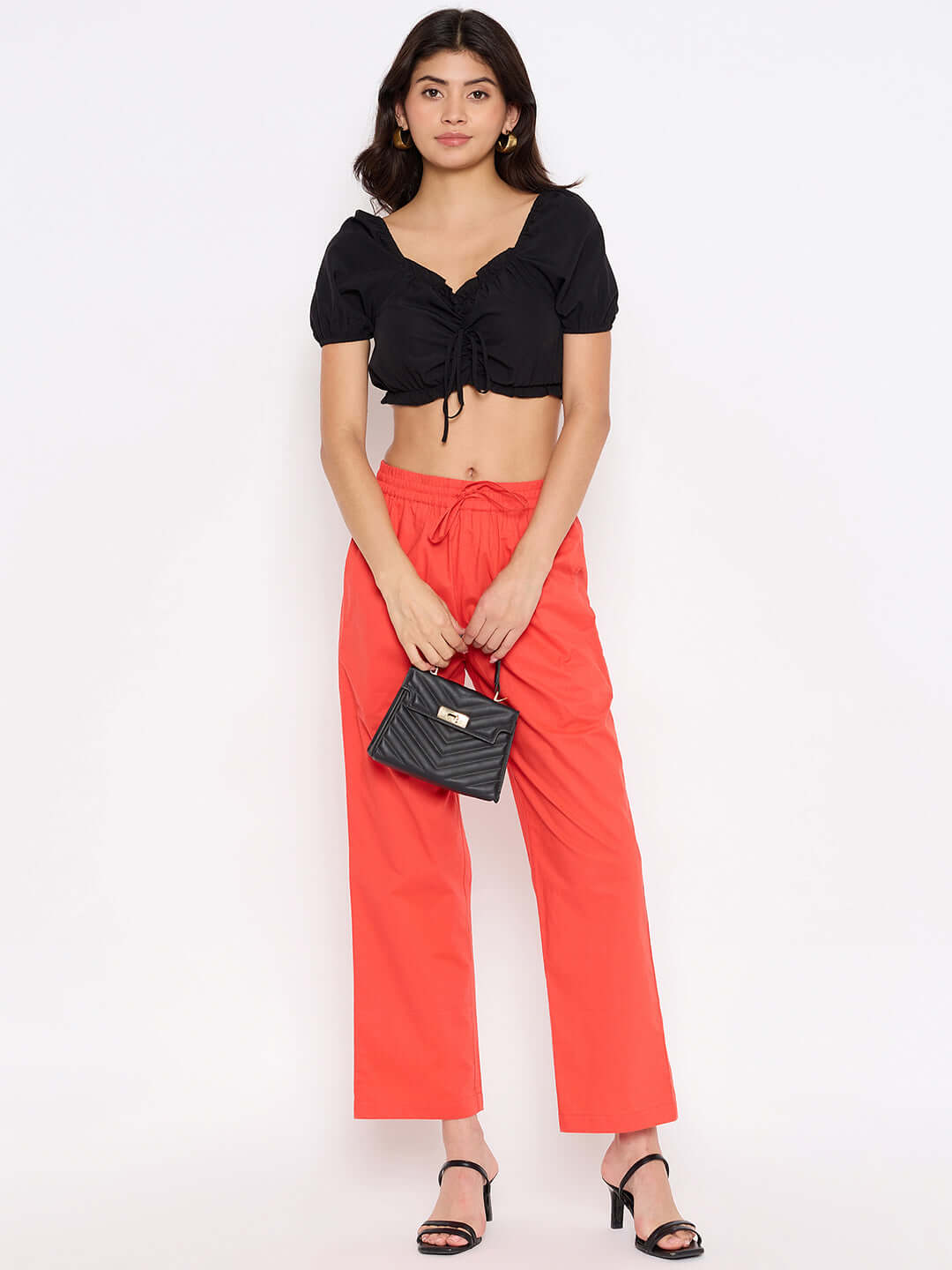 Women Orange Solid Pant