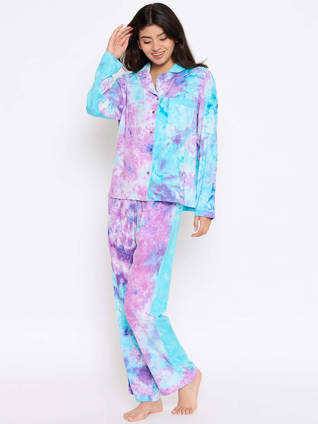 Tie Dye Printed Night suit Set for Women