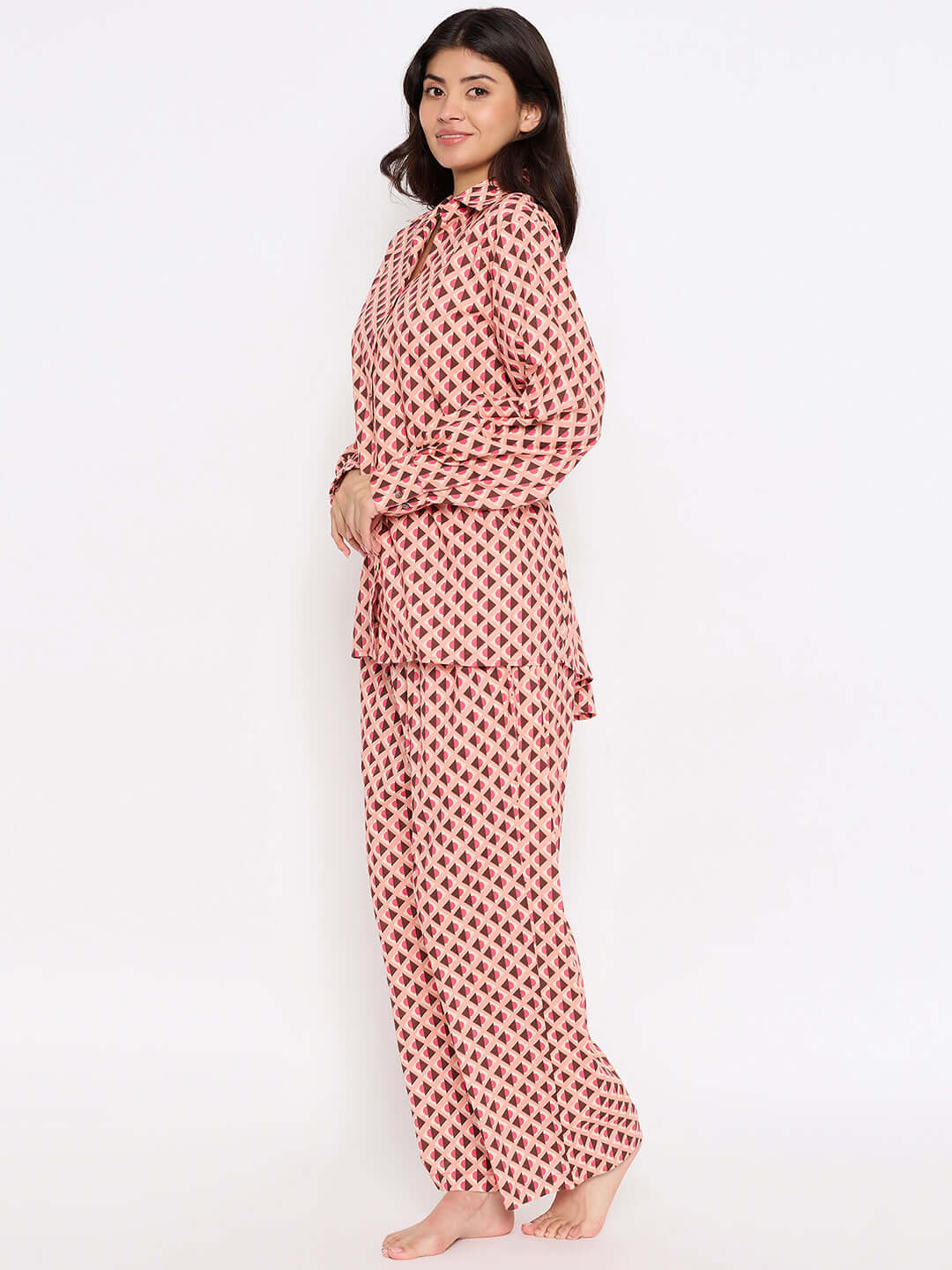 Women Pink Cotton Printed Co-ord Set