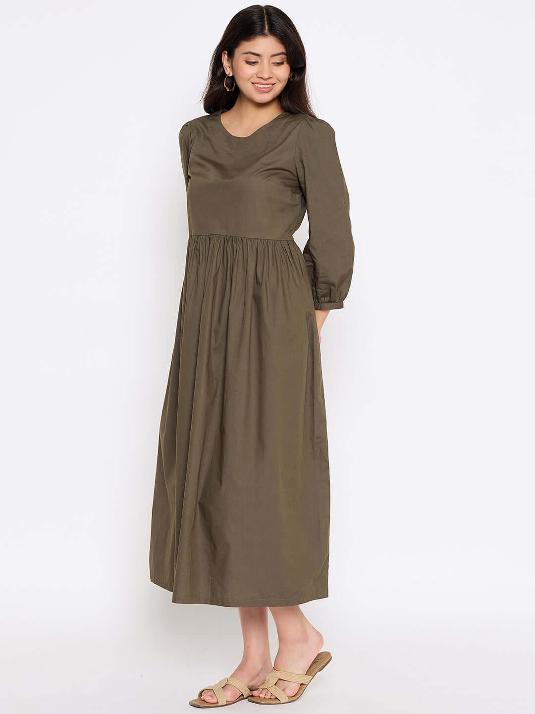 Olive Green Midi Dress