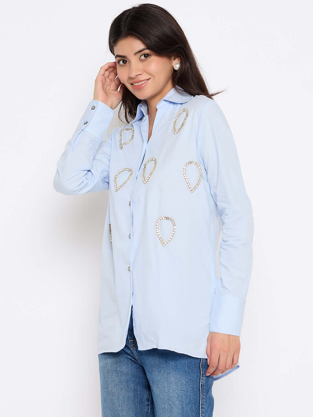 Long Sleeve Shirt with Handmade Embroidery