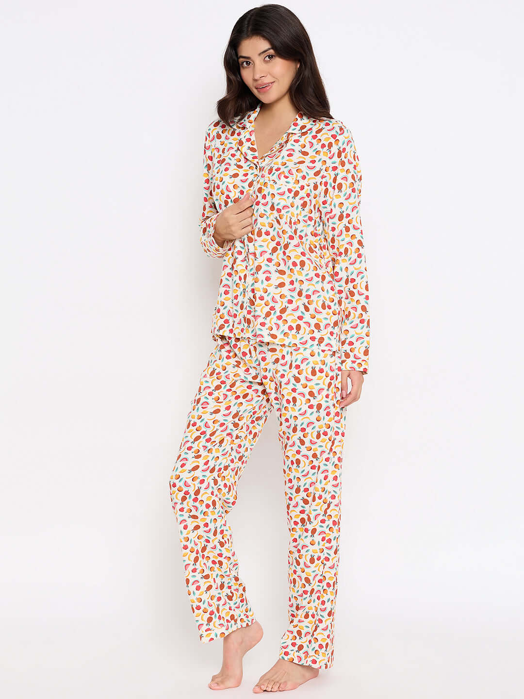 Tutty Fruity Print Long Sleeve Women's Night Suit