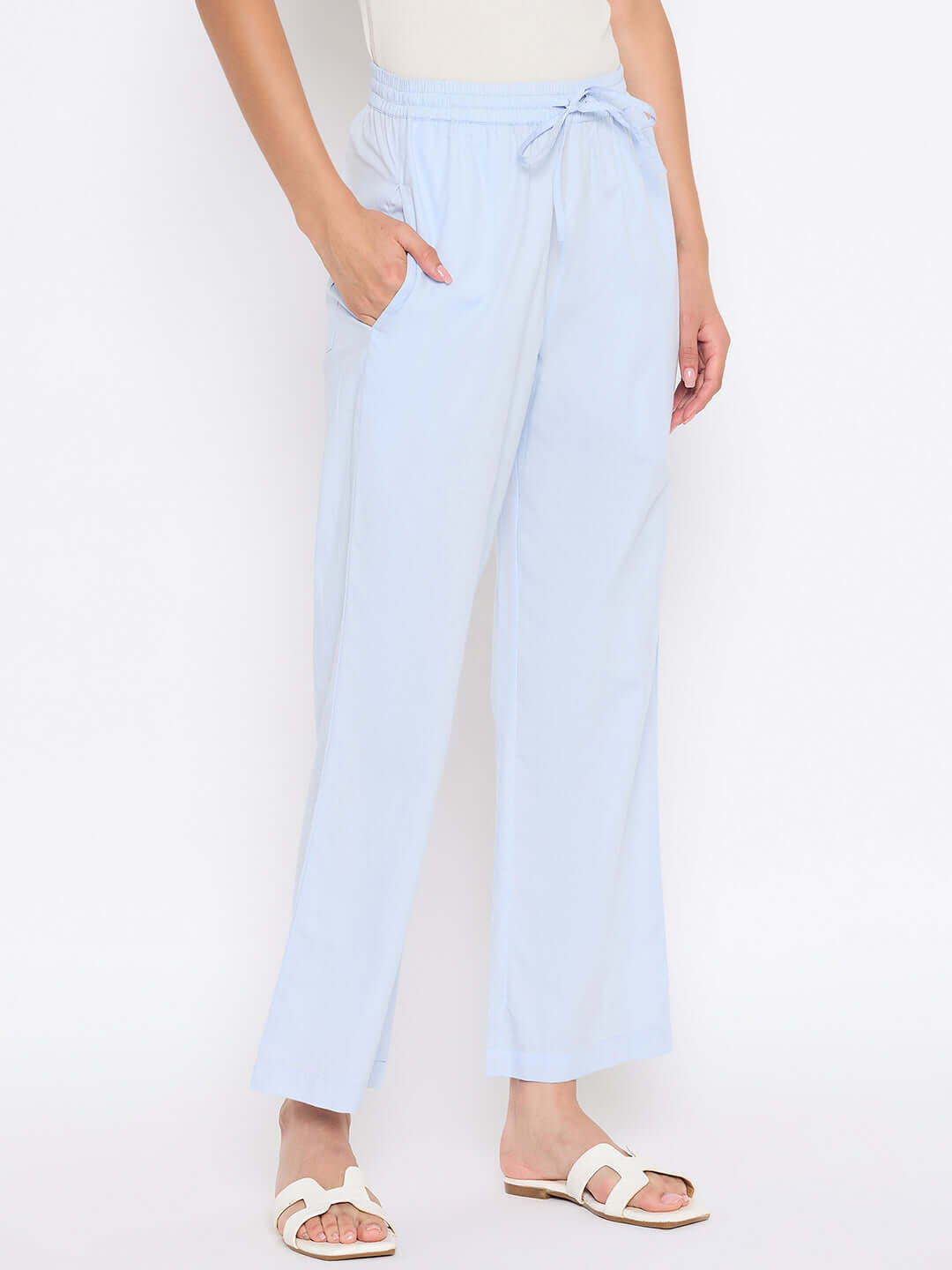 Women Straight-Fit Pant (Blue)