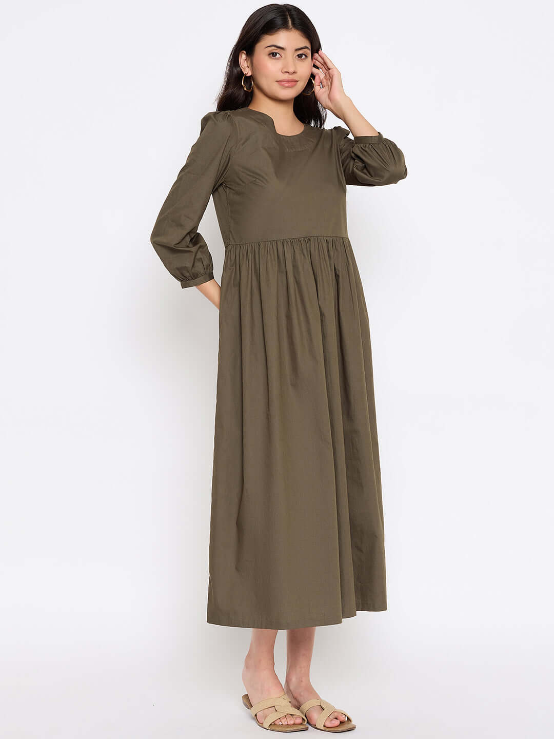 Olive Green Midi Dress