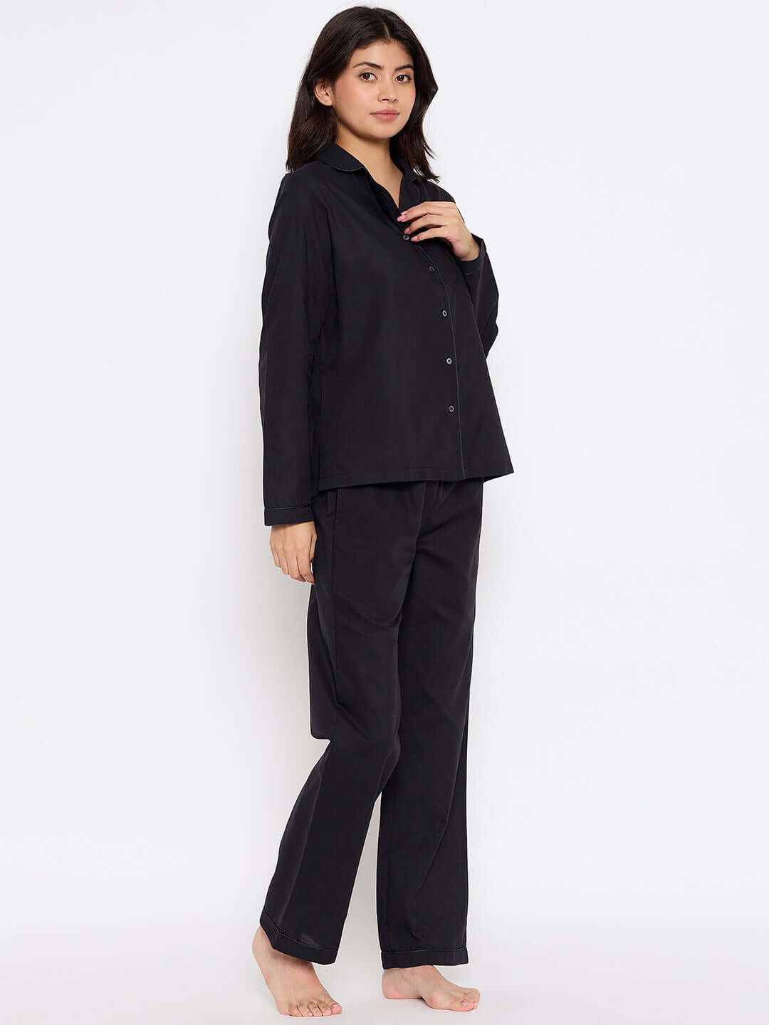 Solid Black Shirt Pant Night Suit