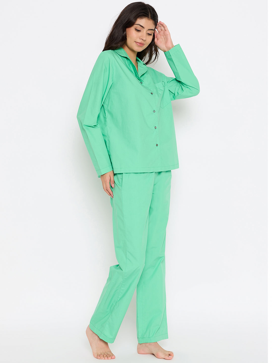 Solid Green Night Suit