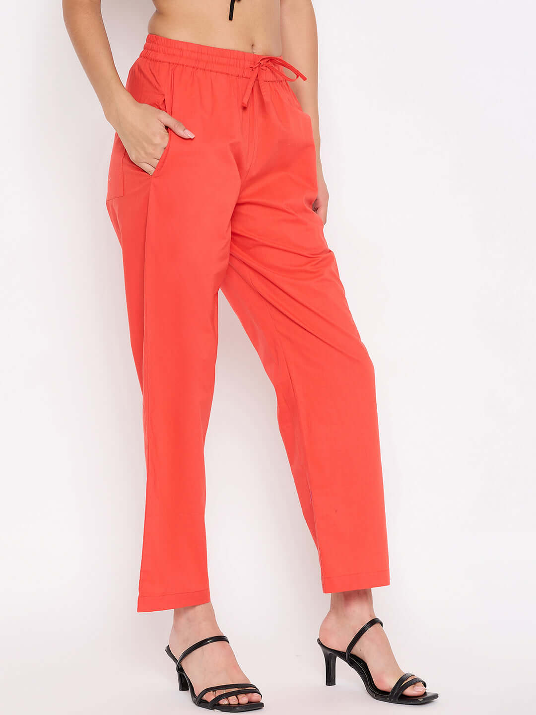 Women Orange Solid Pant