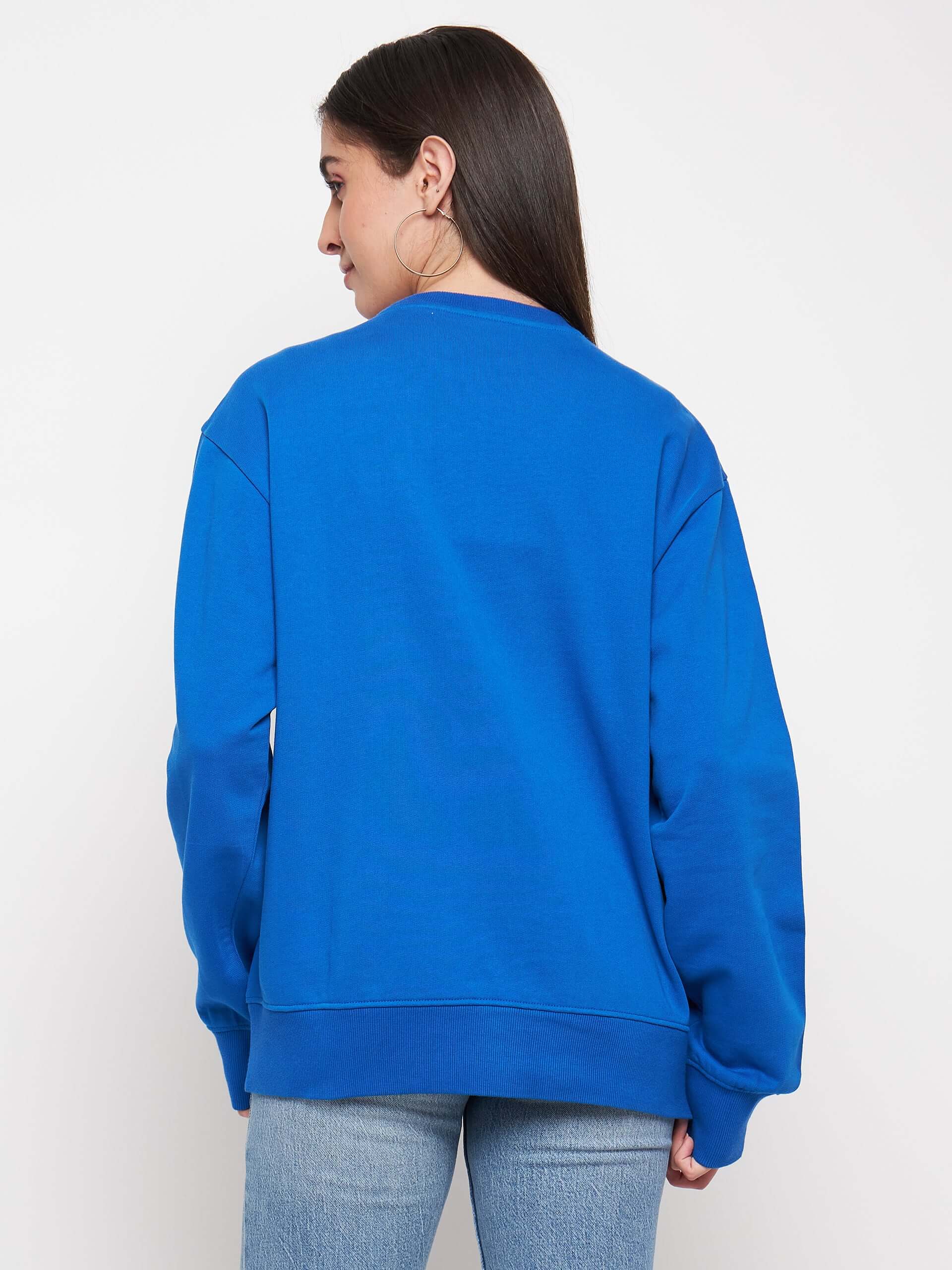 Women's Round Neck Embellished Sweatshirt - Antimony