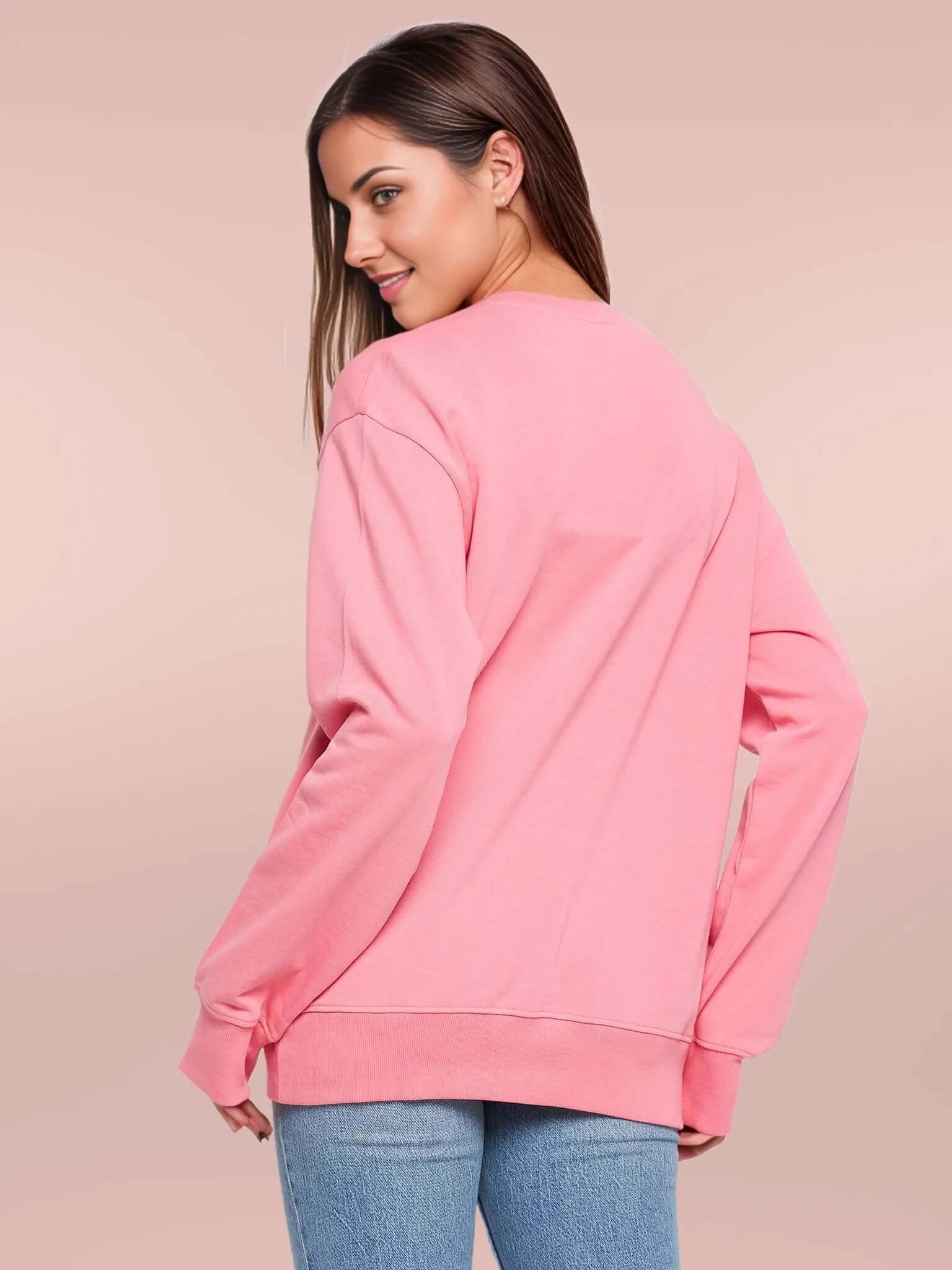 Women's Round Neck Embellished Sweatshirt - Antimony