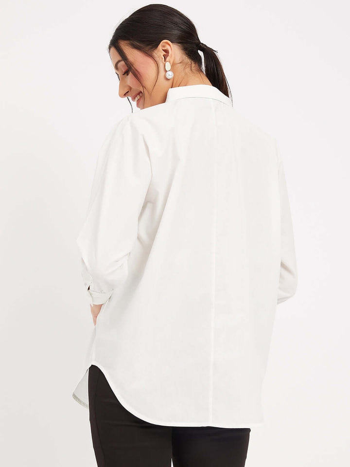 SOLID WHITE SHIRT WITH EMBROIDERY