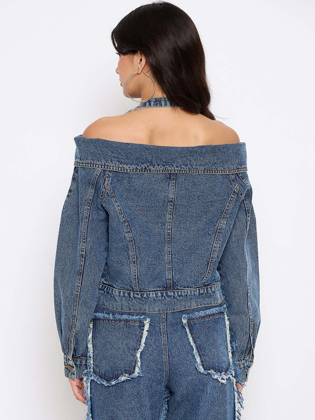 Inverted Cutout Denim Jacket