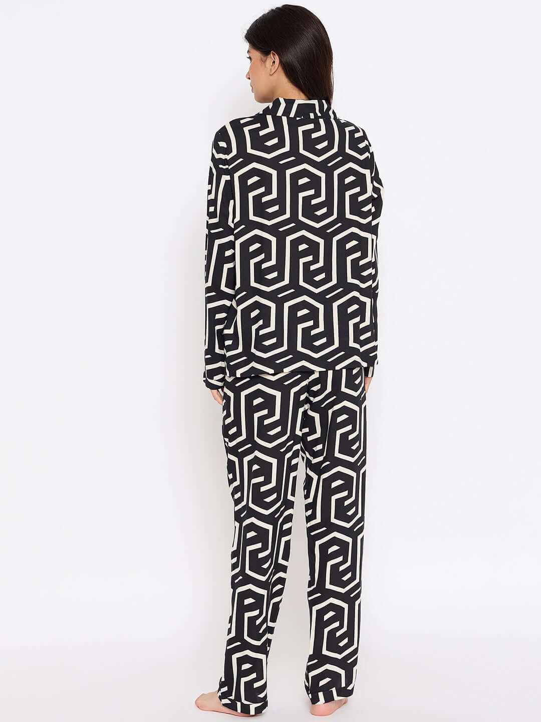 Geometric Printed  Night Suit