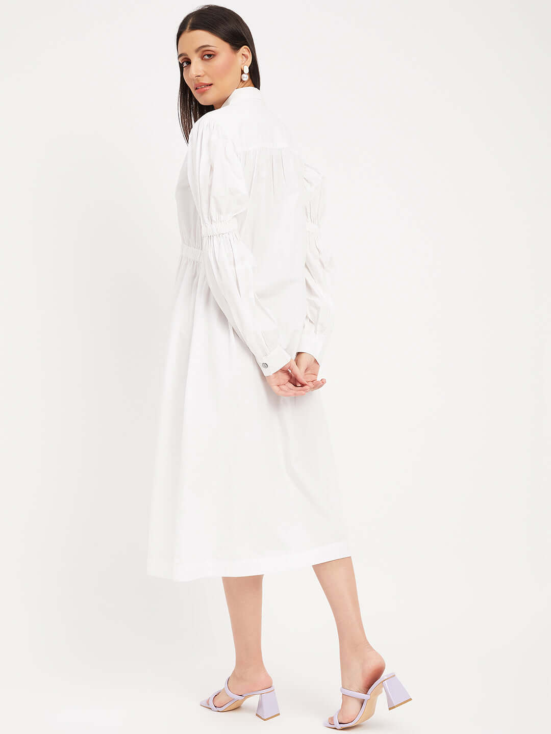 White Trench Shirt WITH SEQUIN FLOWERA