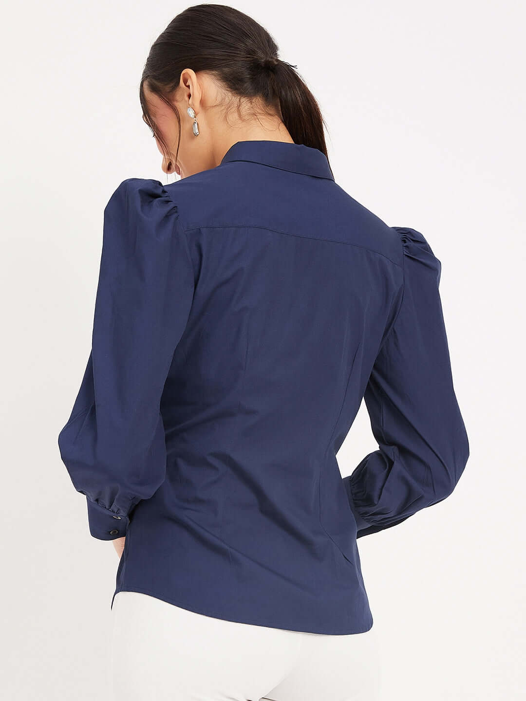 Soild Navy Blue Slim Fit Shirt