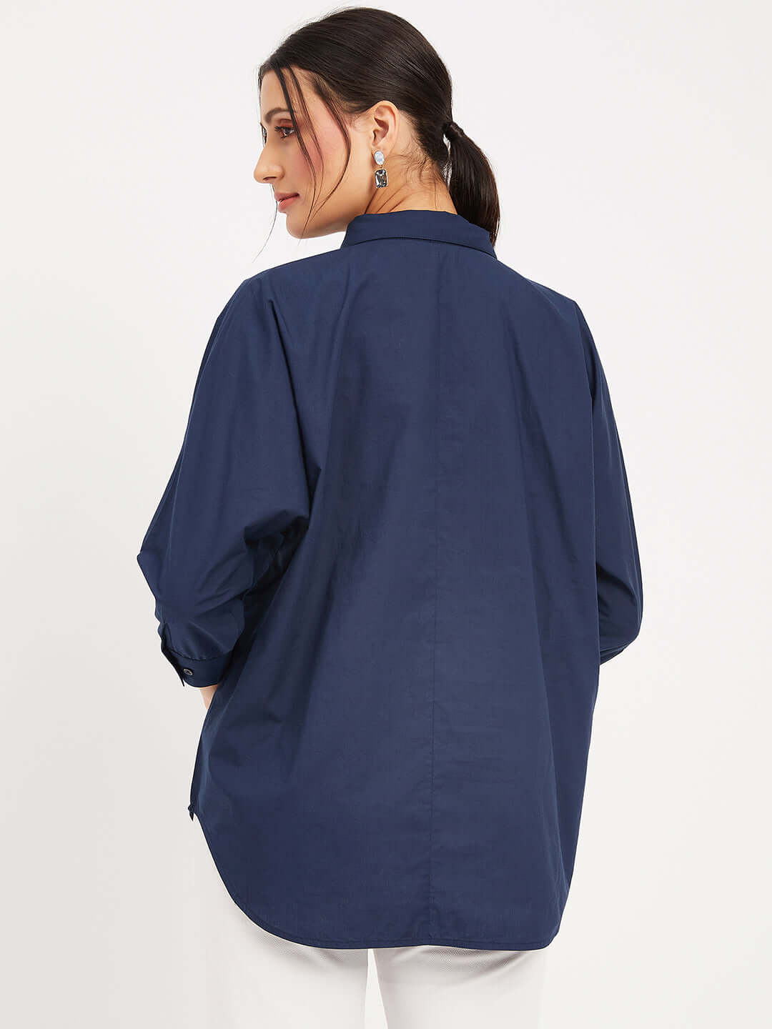 SOLID NAVY BLUE SHIRT WITH EMBROIDERY