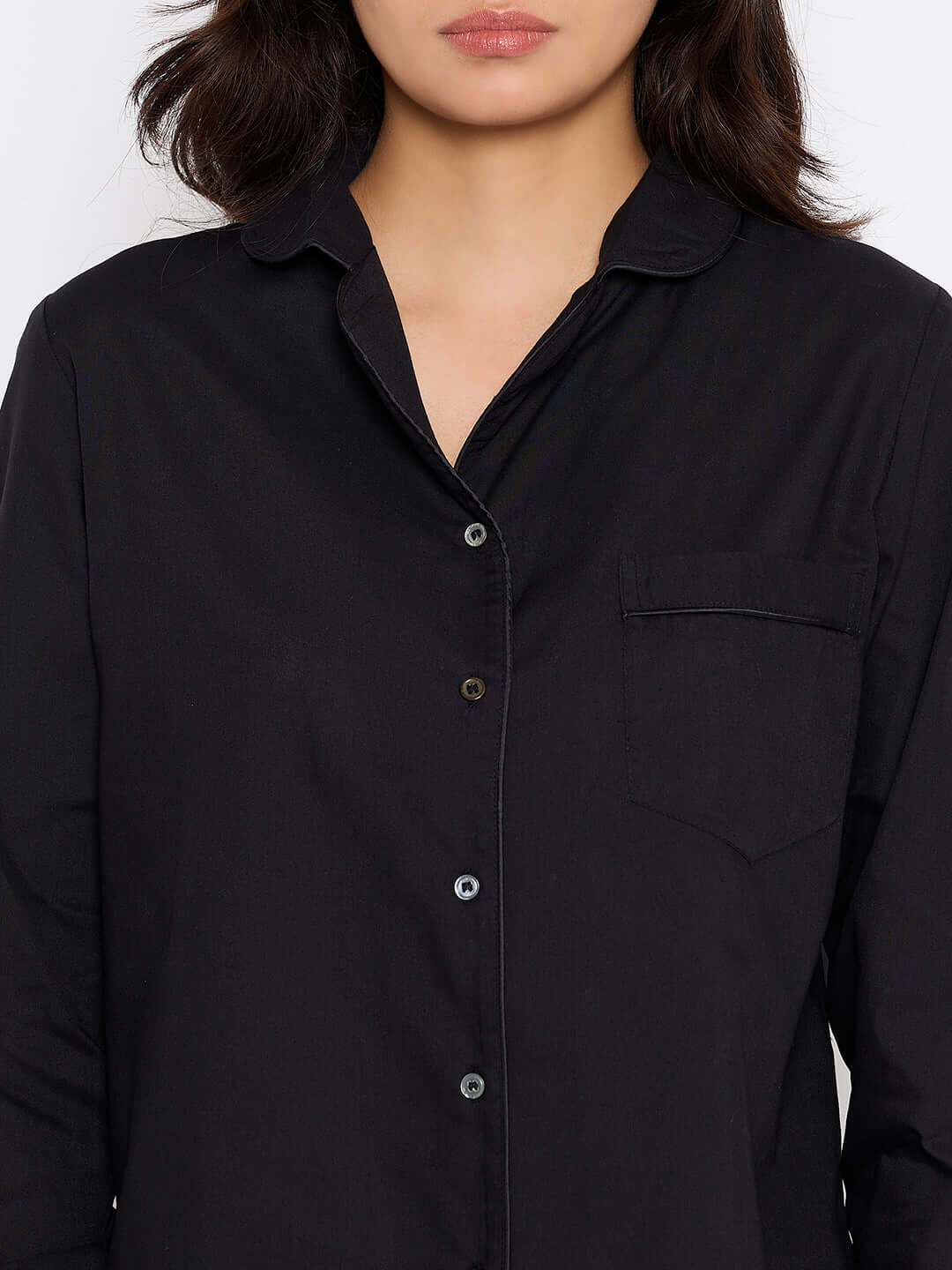 Solid Black Shirt Pant Night Suit