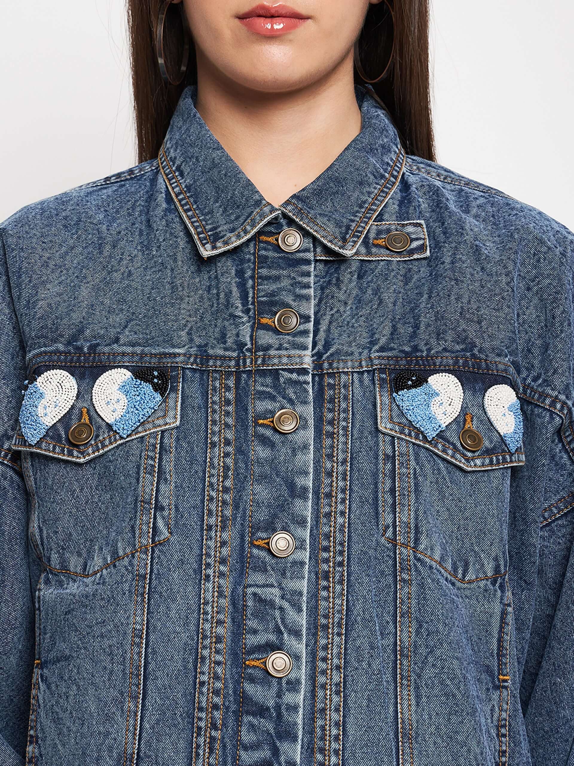 Blue Denim Embroidery Jacket - Antimony