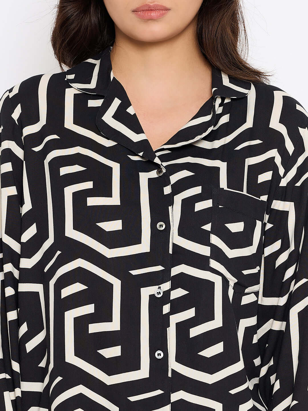 Geometric Printed  Night Suit