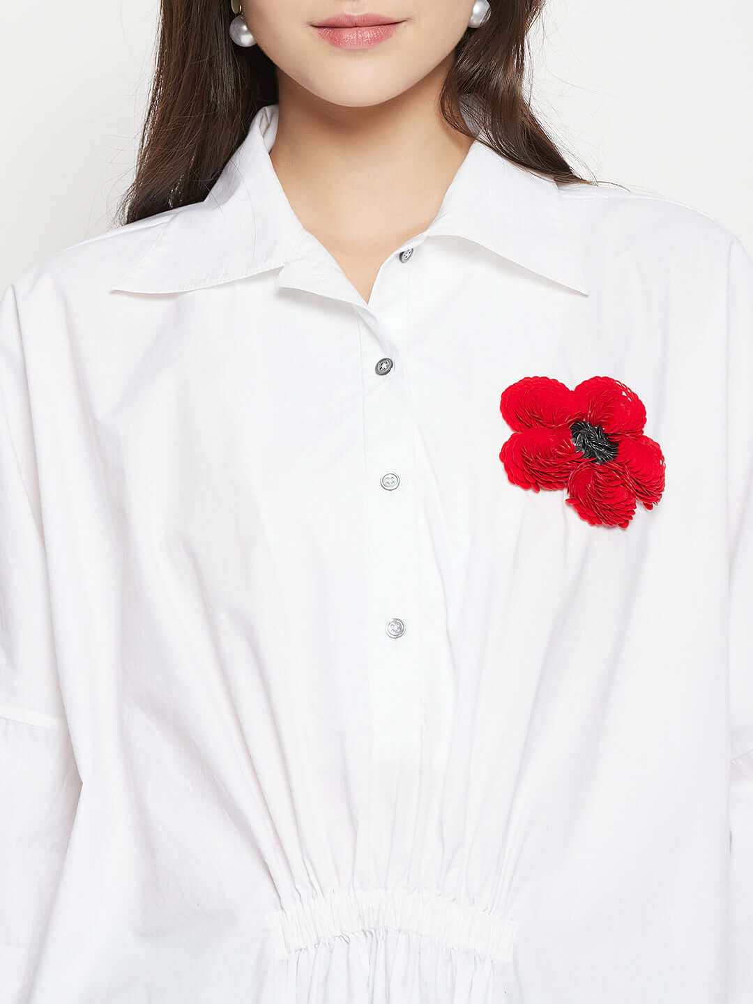 COTTON  WHITE SHIRT WITH PATCH EMBROIDERY - Antimony