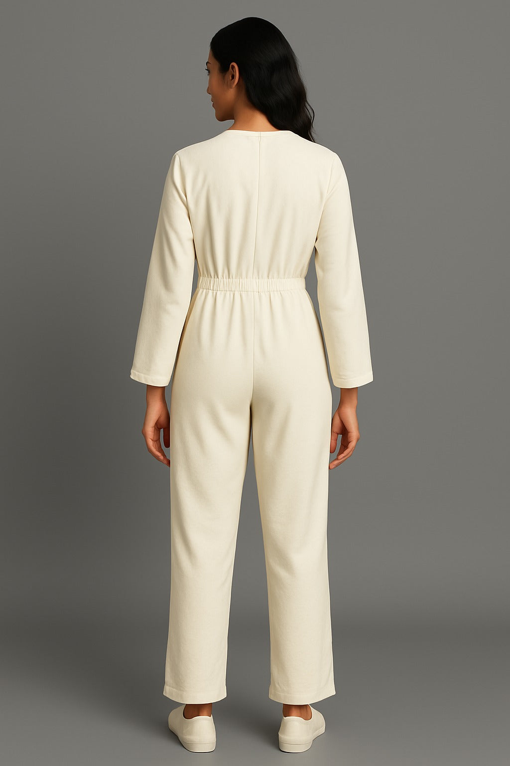 White denim jumpsuit