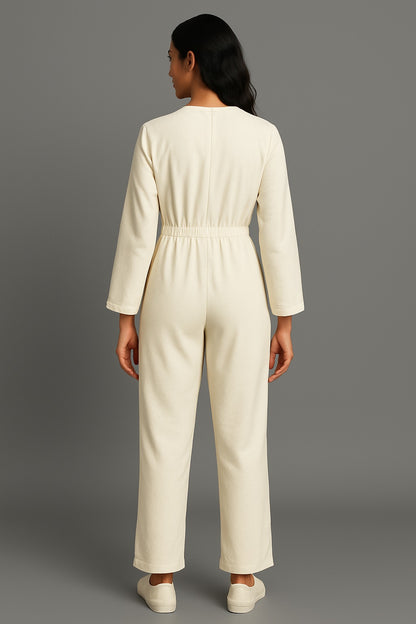 White denim jumpsuit