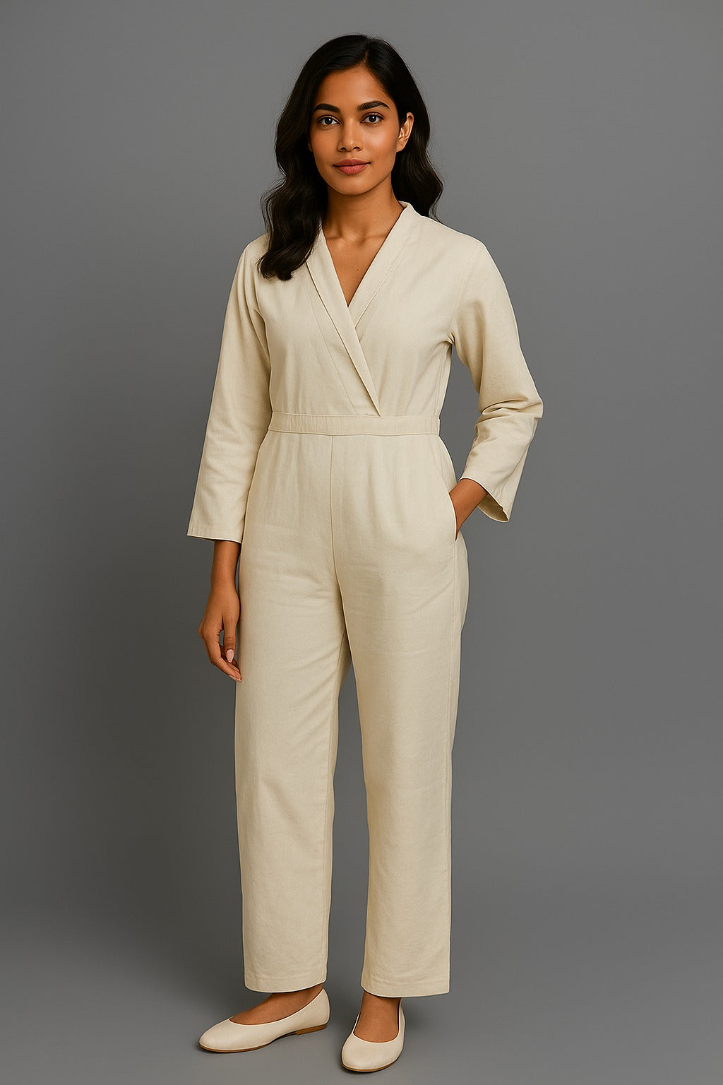 White denim jumpsuit