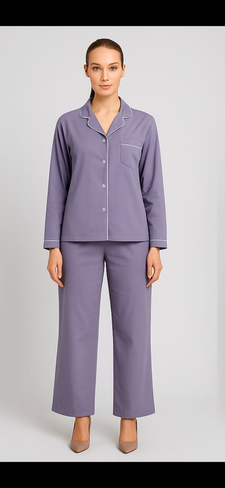 Women Cotton Solid Shirt & Pyjama Set