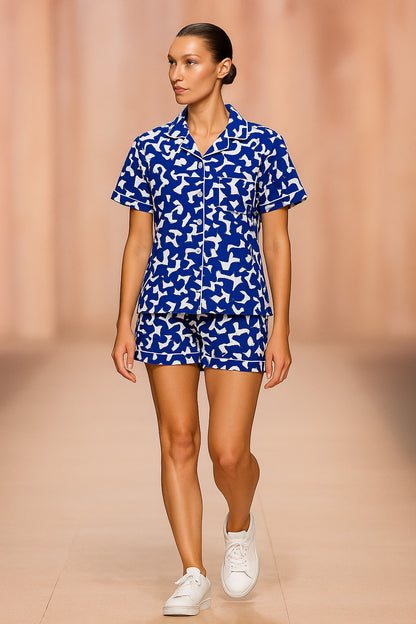 Blue Printed Night Suit