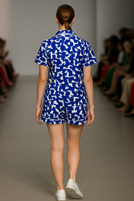 Blue Printed Night Suit