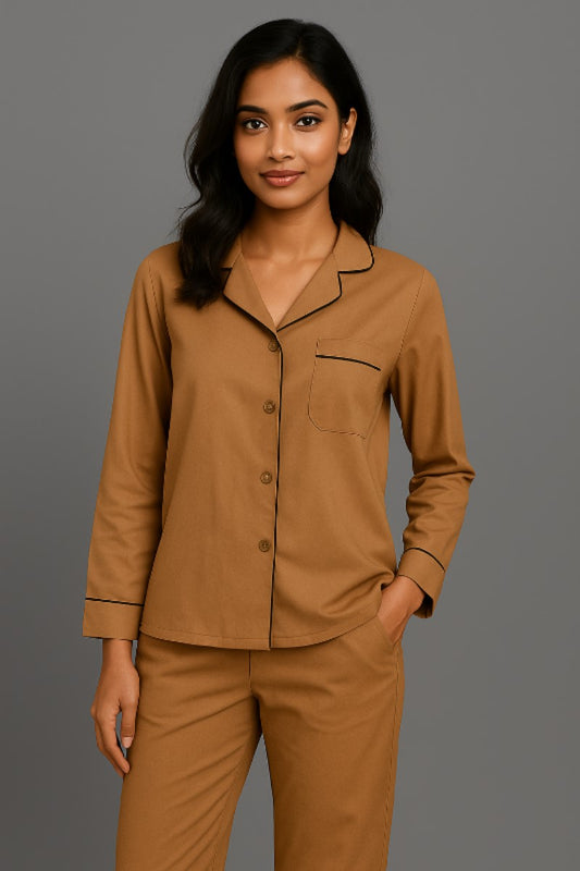 Solid Brown Colour Night Suit
